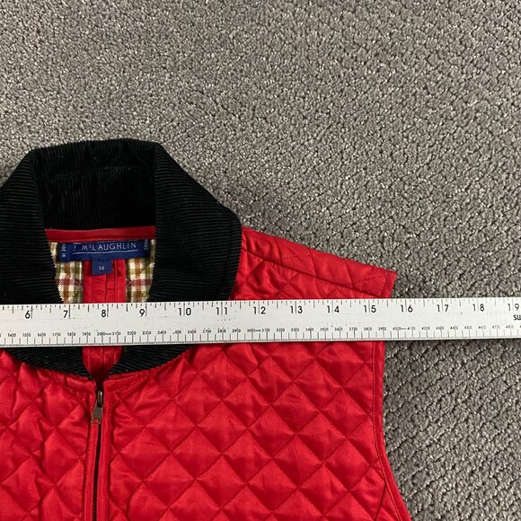J. McLaughlin Vest Women's Medium Red Quilted Corduroy Collar - Picture 13 of 13